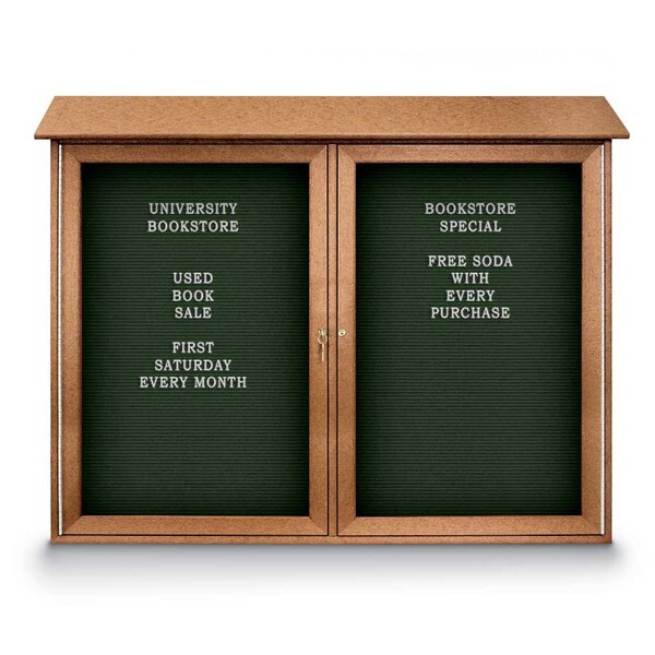 Indoor Enclosed Combo Board, 48"x36", Satin Frame/Burgundy & Cobalt
